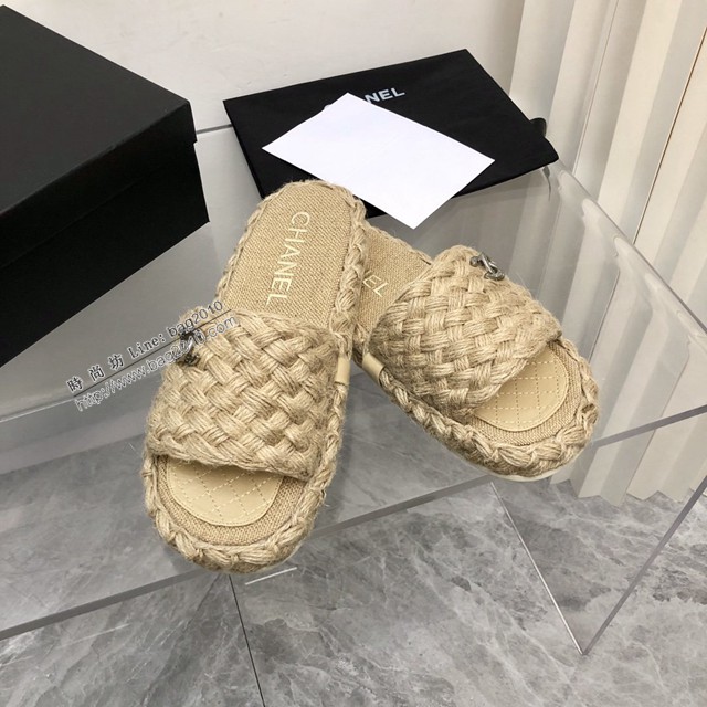 chanel夏日度假系列麻繩拖鞋 香奈兒2022春夏新品度假懶人拖 dx3333